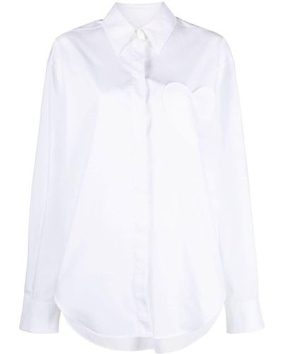 Moschino Jeans Chemise en coton à patch cœur - Blanc