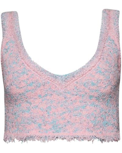 Rabanne Lurex Knitted Cropped Top - Grey