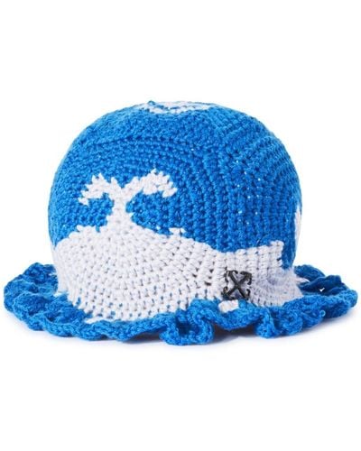 Off-White c/o Virgil Abloh Crochet Bucket Hat - Blue