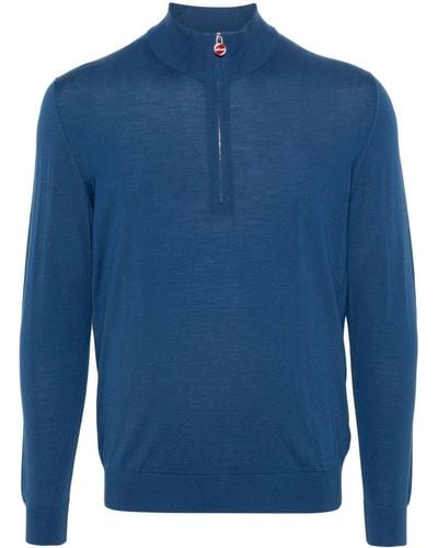 Kiton Half-zip high-neck jumper - Blu