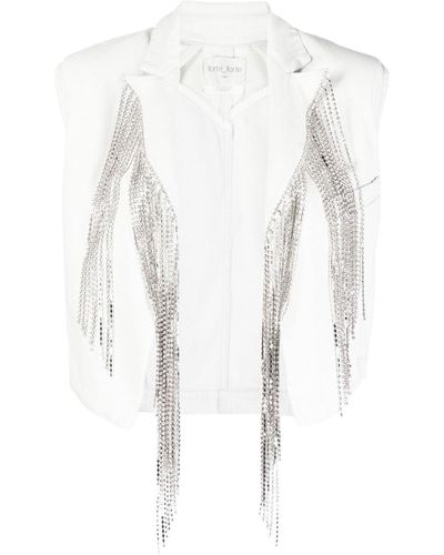 Forte Forte Crystal-fringe Denim Vest - White