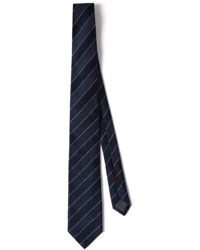 Brunello Cucinelli Cravate en soie à rayures - Bleu