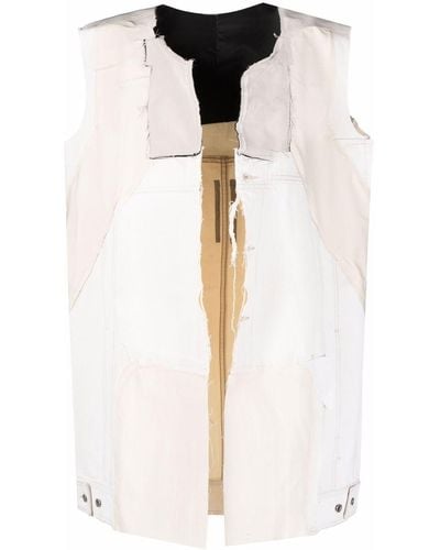 Rick Owens Distressed Open Front Coat - White
