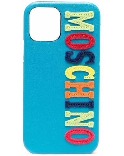 Moschino Coque d'iPhone 12/12 Pro à patch logo - Bleu