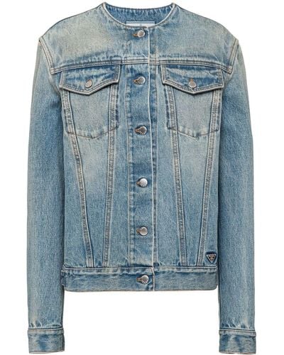 Prada Denim Blouson Jacket - Blue