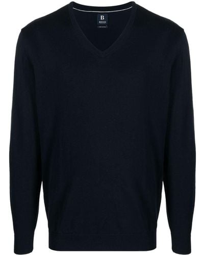 BOGGI Fine-knit Pima-cotton Sweater - Blue