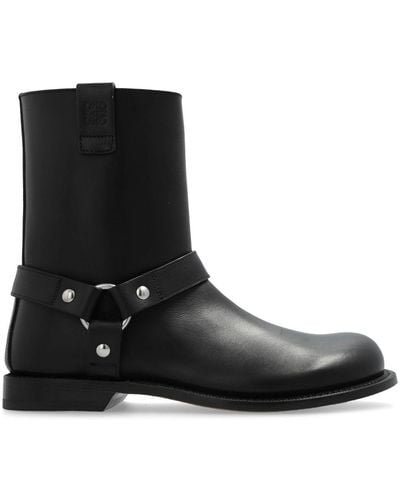 Loewe Campo Biker Leather Boots - Black