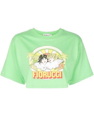 Fiorucci Logo-print Cropped T-shirt - Green
