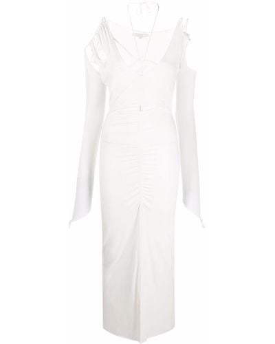 MANURI Cut-out Strap-detail Fitted Long Dress - White
