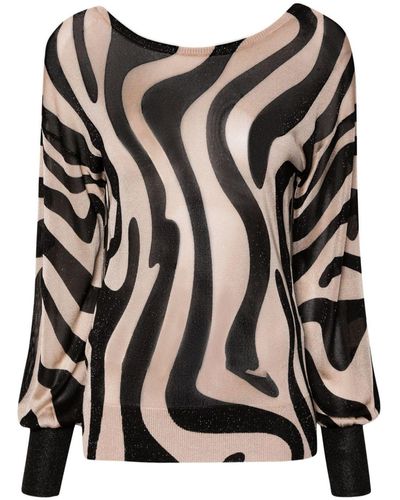 Liu Jo Abstract-pattern Lurex-detailing Jumper - Black