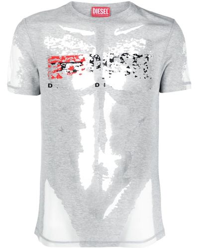 DIESEL Semi-transparentes T-Erme T-Shirt - Weiß