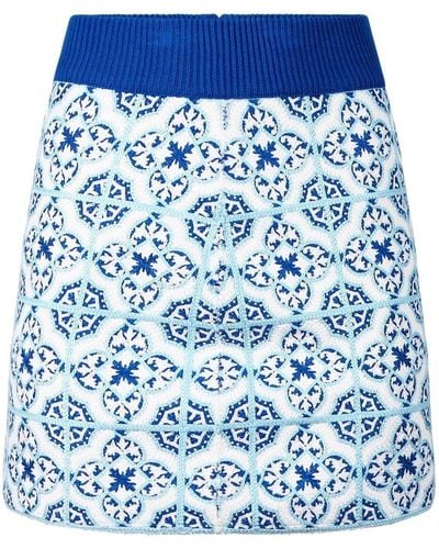 RTA Matilde Tile-motif Fitted Skirt - Blue
