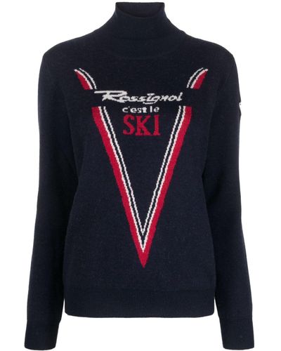 Rossignol Intarsia-logo Roll-neck Sweater - Black