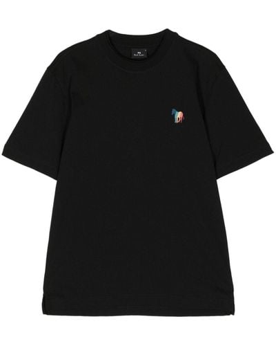 PS by Paul Smith Logo-embroidered Organic Cotton T-shirt - Black