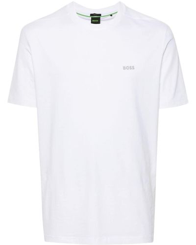 HUGO Logo-appliqué Cotton-blend T-shirt - White