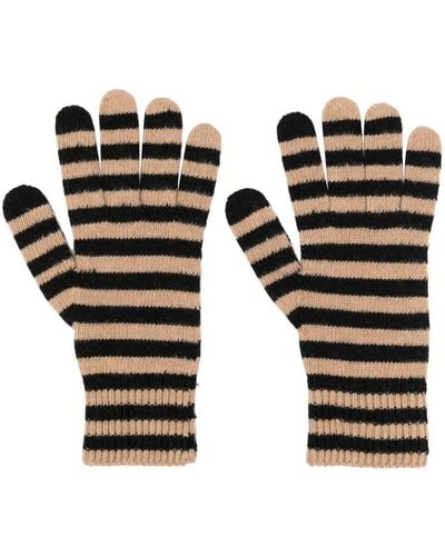 Semicouture Striped Knitted Gloves - Black