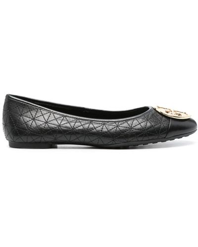 Tory Burch Claire Quilted Ballerina Shoes - Black