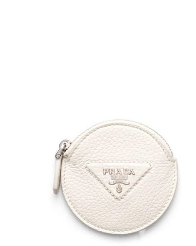 Prada Triangle-logo Leather Coin Purse - White