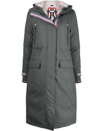 Thom Browne Down-filled A-line Hooded Parka - Gray