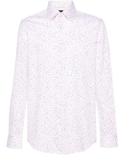 BOSS Floral-print Piqué Shirt - White