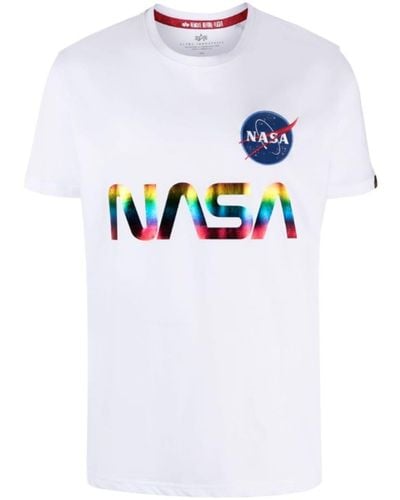 Alpha Industries T-Shirt mit "NASA"-Print - Blau
