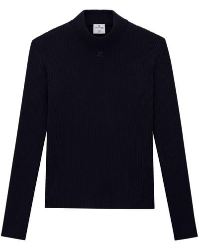 Courreges Rib-knit Mock-neck Sweater - Blue