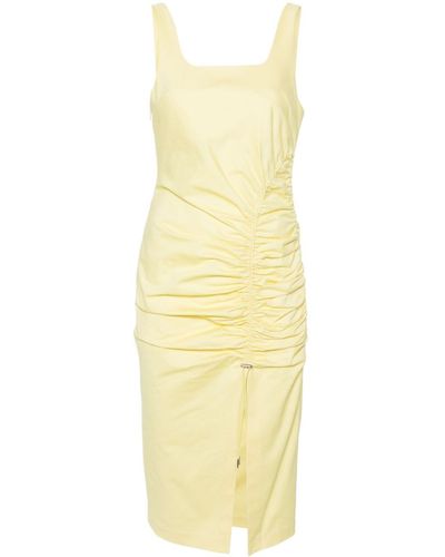 Karl Lagerfeld Vestido de tubo midi con detalle fruncido - Amarillo