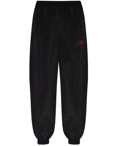 Balenciaga Logo-embroidered Cotton Track Pants - Black