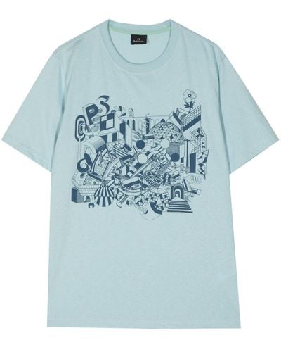 PS by Paul Smith T-Shirt aus Bio-Baumwolle mit Print - Blau