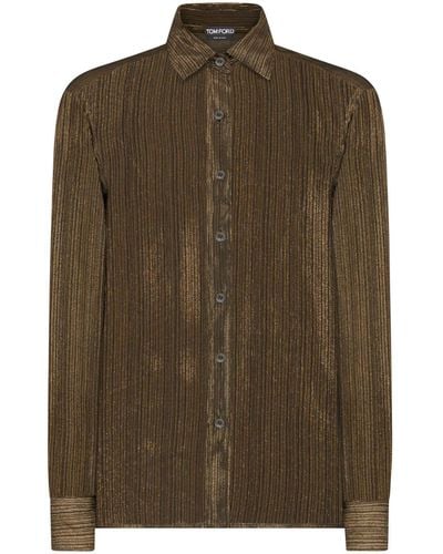 Tom Ford Silk-blend Long-sleeve Shirt - Green