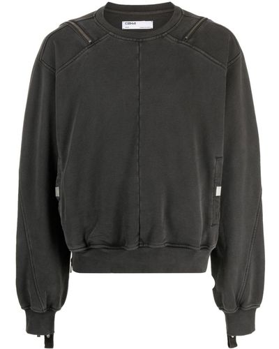 C2H4 Zip-detailed Sweatshirt - Black