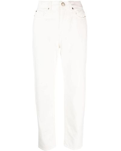Twin Set Embroidered-logo Straight-leg Denim Pants - White