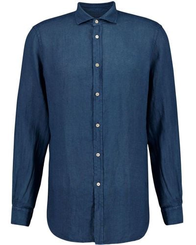 Boglioli Langärmeliges Hemd aus Leinen - Blau