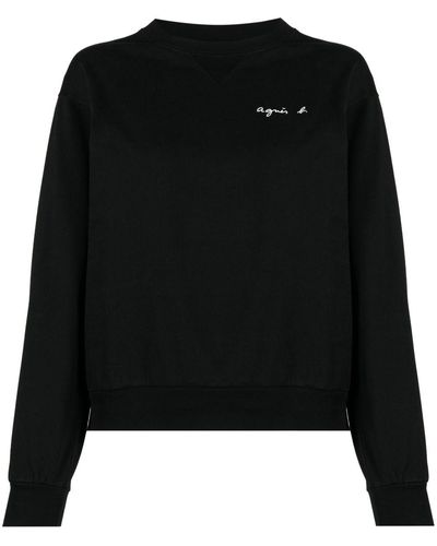 agnès b. Logo-print Cotton Sweatshirt - Black