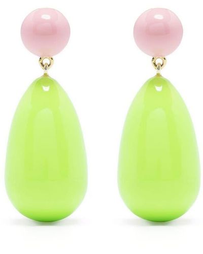 Eshvi Drop Enamel Earrings - Green