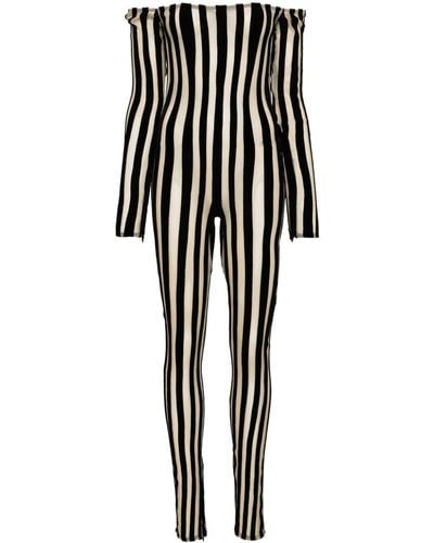 LAQUAN SMITH Striped Off-shoulder Jumpsuit - Black