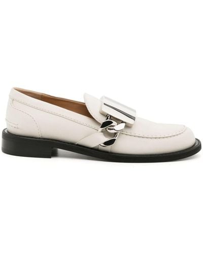 JW Anderson Mocassins en cuir Gourmet à plaque logo - Blanc