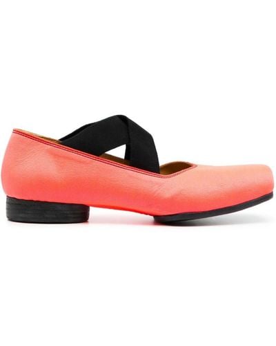 Uma Wang Square-toe Leather Ballerina Shoes - Red