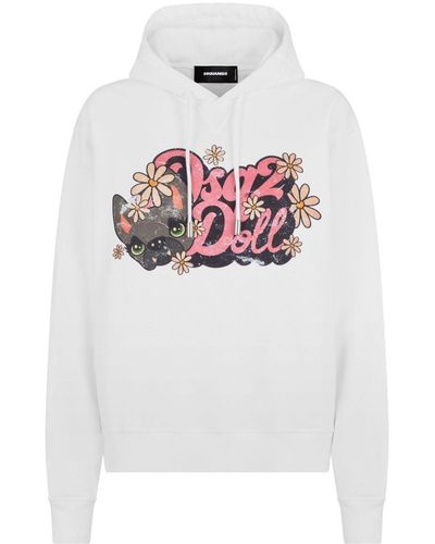DSquared² Hilde Doll Cool Fit Hoodie - White