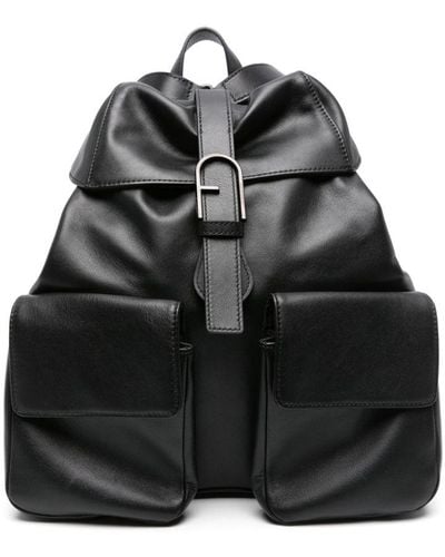 Furla Flow Leather Backpack - Black