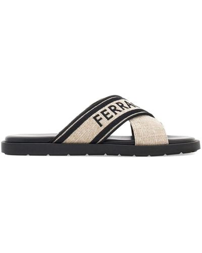 Ferragamo Crossover-strap cotton sandals - Nero