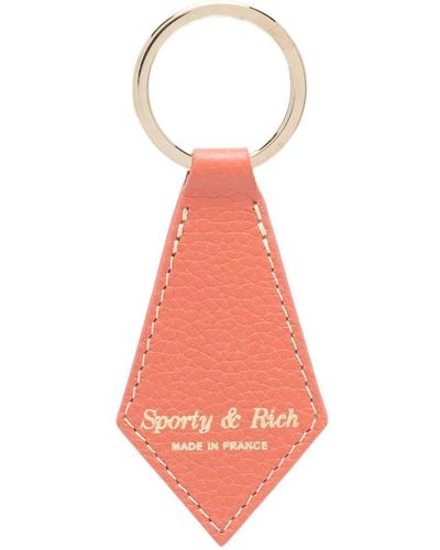 Sporty & Rich Porte-clés en cuir à logo imprimé - Blanc