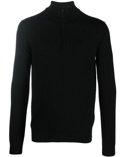 BOSS Roll-neck Virgin Wool Sweater - Black