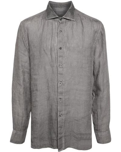 120% Lino Long-sleeved Linen Shirt - Grey