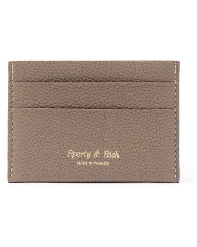 Sporty & Rich Logo-stamp Leather Cardholder - Grey