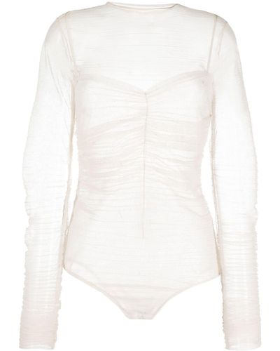 Ioana Ciolacu Semi-sheer Long-sleeved Body - White