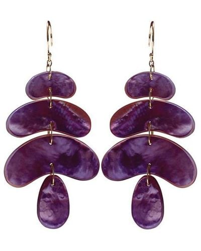 Ten Thousand Things 18kt Yellow Gold Totem Ruby Earrings - Purple