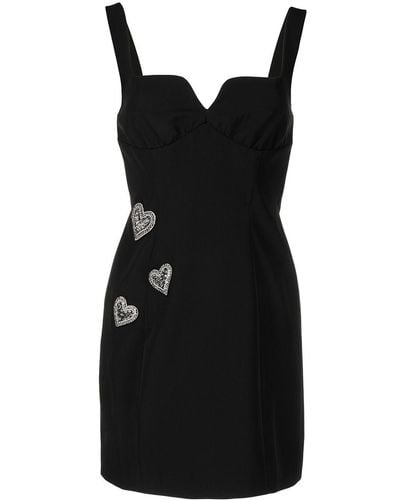 Saloni Heart Patch-detail Mini Dress - Black