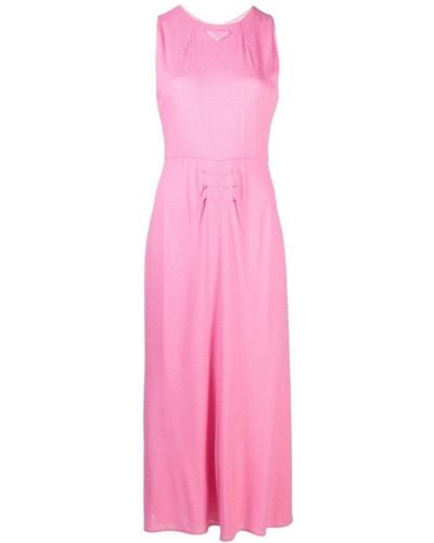 Prada Maxi-jurk Met Logo - Roze