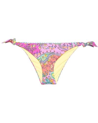 Twin Set Paisley-print Thong Bikini Bottoms - Pink